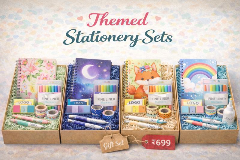 a collection of themed stationery sets kept with each other