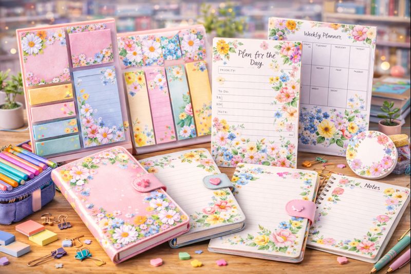 cute stationery items with some other stationery accessories