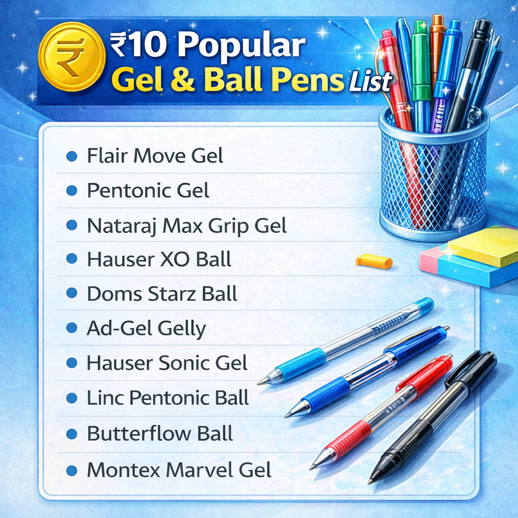 Gel and ball pen list