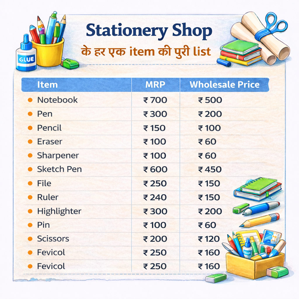 Stationery Items ki puri list