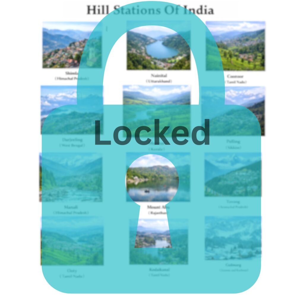 Locked Hill Station Of India Chart